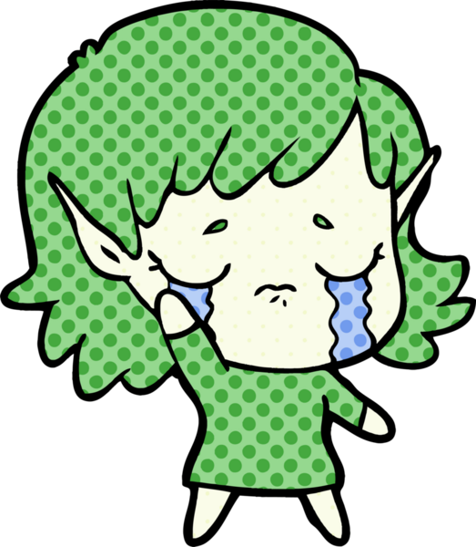 Bir insan tarafından çizilmiş ağlayan elf kızı.