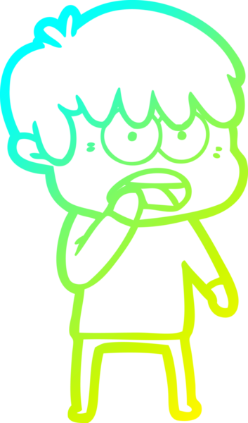 Bir insan tarafından çizilmiş endişeli çizgi film çocuğunun soğuk gradyan çizgisi.