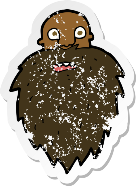 Bir insan tarafından çizilmiş sakallı bir karikatür çıkartması.