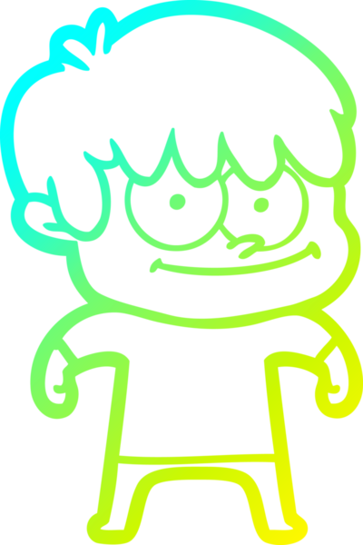 Bir insan tarafından çizilmiş mutlu bir çizgi film karakteri çizimi.