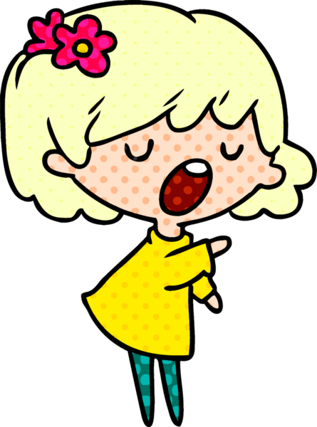 Bir insan tarafından çizilmiş sevimli bir kawai kızının çizgi film çizimi