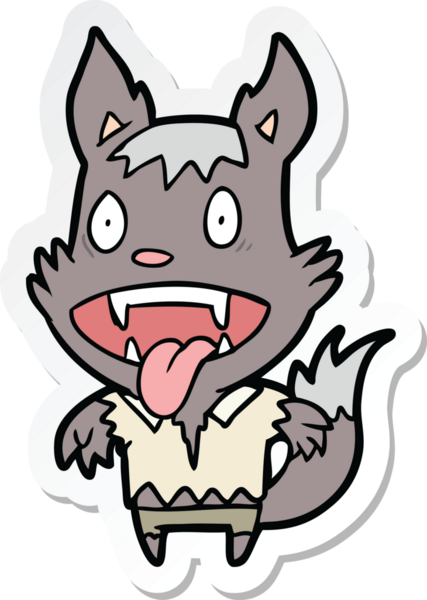 Bir insan tarafından çizilmiş bir kurt adamın çıkartması.