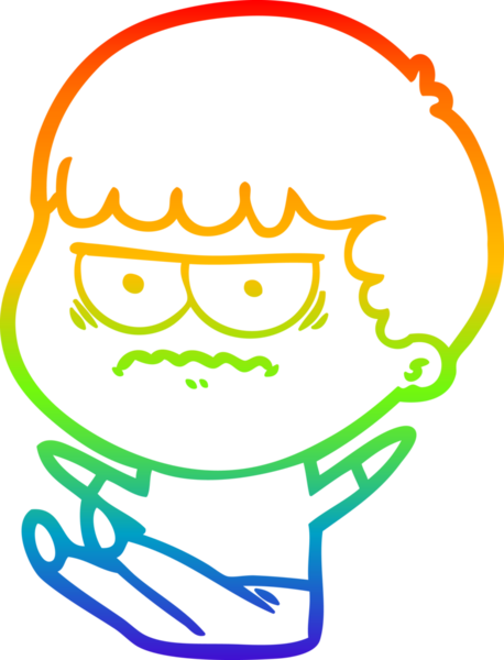 Gökkuşağı gradyan çizgi çizimi Bir insan tarafından çizilmiş rahatsız bir adam