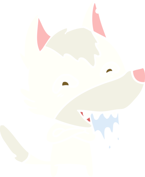 Düz renkli çizgi film aç kurt bir insan tarafından çizilmiş.