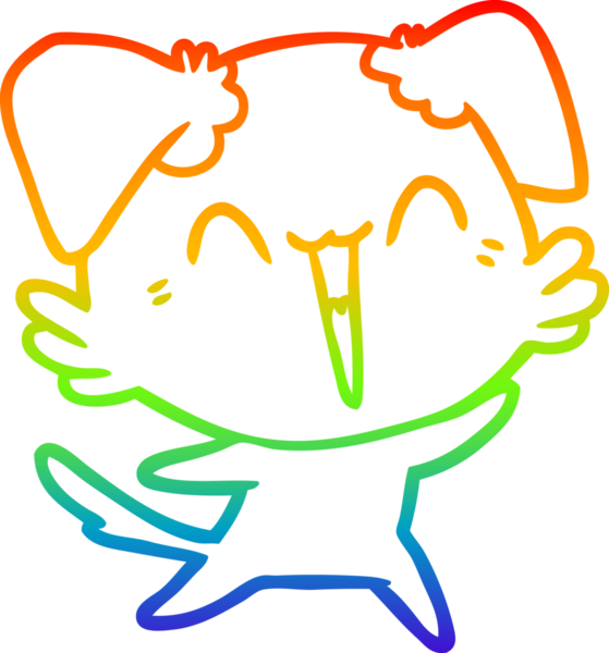 gökkuşağı gradyan çizimi bir insan tarafından çizilmiş mutlu küçük bir köpek çizgi filmi