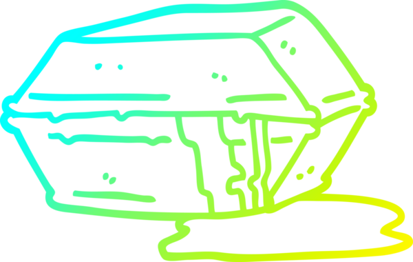 Bir çizgi filmin soğuk gradyan çizimi yağlı bir insan tarafından çizilmiş yiyeceği dışarı çıkarır.