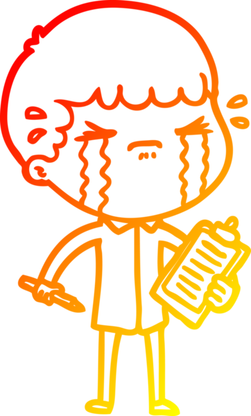 Bir insan tarafından çizilmiş ağlayan bir çizgi film karakteri çizimi.