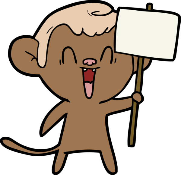 Bir insan tarafından çizilmiş gülen maymun çizgi filmi