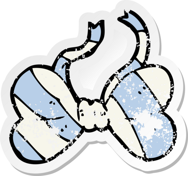 Bir insan tarafından çizilmiş çizgili papyonun gerilmiş çıkartması.