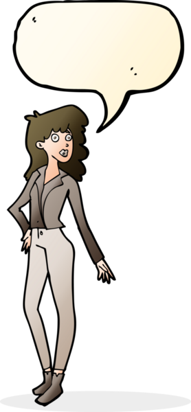 Bir insan tarafından çizilmiş konuşma balonu olan güzel bir kadın.