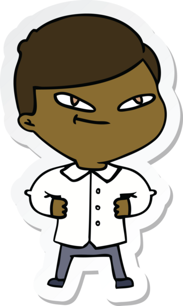 Bir insan tarafından çizilmiş kendine güvenen bir adamın çıkartması.