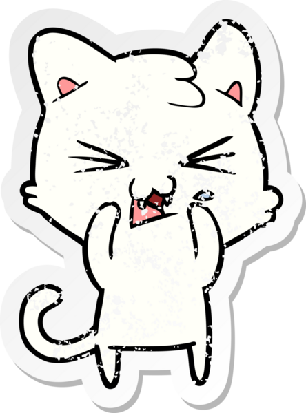 Bir insan tarafından çizilmiş karikatür bir kedinin sıkıntılı çıkartması.