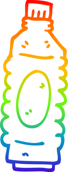 Bir insan tarafından çizilmiş karikatür su şişesinin gradyan çizimi.