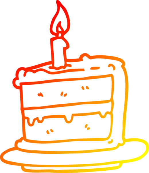 Bir insan tarafından çizilmiş bir doğum günü pastasının sıcak gradyan çizimi
