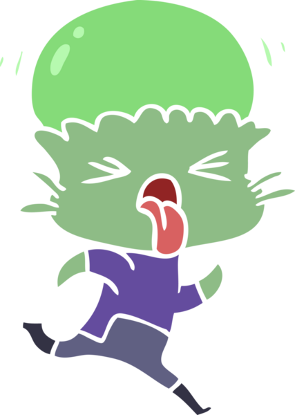 Bir insan tarafından çizilmiş garip düz renkli çizgi film uzaylısıName