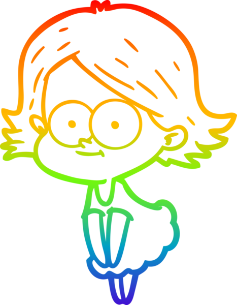 gökkuşağı gradyan çizimi mutlu bir çizgi film kızı bir insan tarafından çizildi