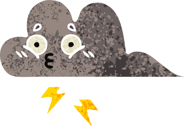 Bir insan tarafından çizilmiş bir fırtına bulutunun retro çizim tarzı karikatürü