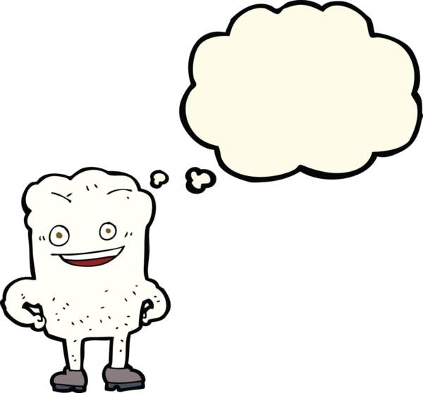 Bir insan tarafından çizilmiş düşünce baloncuğu olan kendini beğenmiş bir çizgi film karakteri.