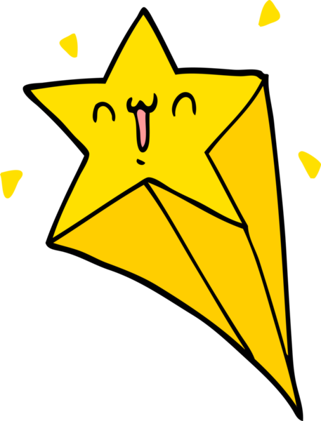 Bir insan tarafından çizilmiş bir çizgi film yıldızı.