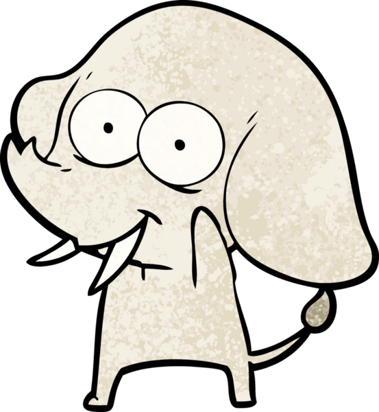 Bir insan tarafından çizilmiş mutlu bir fil.