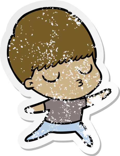 Bir insan tarafından çizilmiş, sıkıntılı bir çizgi film çıkartması.