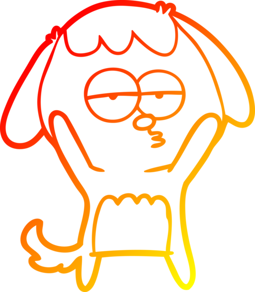 Bir insan tarafından çizilen ve sıkılmış bir köpeğin sıcak çizgi çizimi.