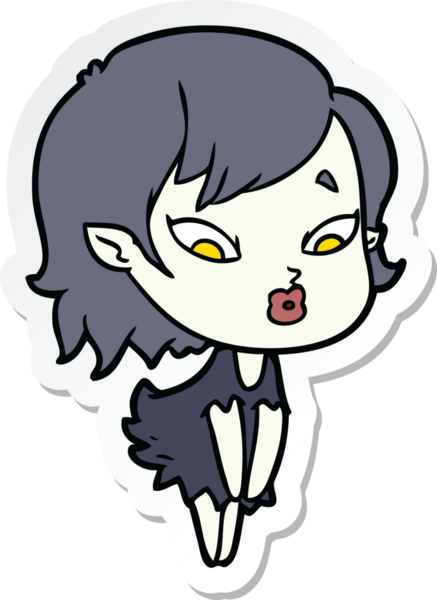 Bir insan tarafından çizilmiş şirin bir vampir kızın çıkartması.