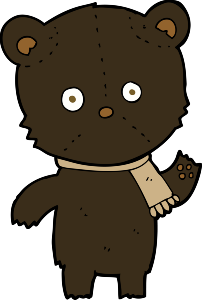 Bir insan tarafından çizilmiş siyah ayı sallayan çizgi film.