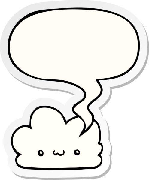 Bir insan tarafından çizilmiş baloncuk çıkartmalı şirin bir çizgi film bulutu.