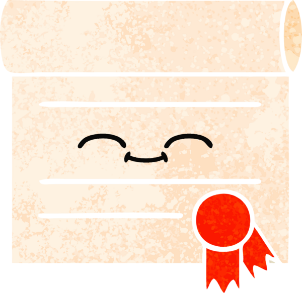 Bir insan tarafından çizilmiş bir sertifikanın retro illüstrasyon tarzı karikatürü