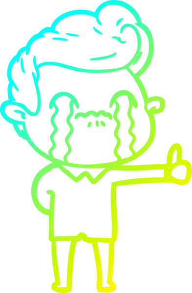 Bir insan tarafından çizilmiş ağlayan bir çizgi film karakteri çizimi.