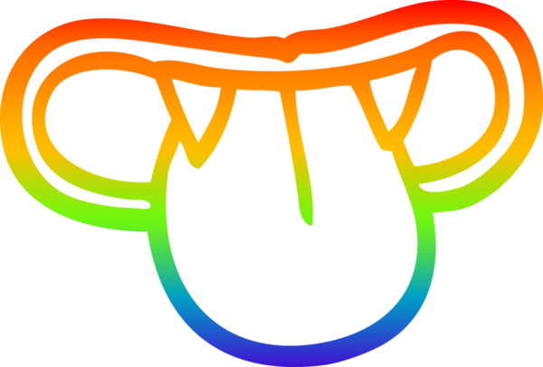 Gökkuşağı gradyan çizgisi bir insan tarafından çizilmiş vampir ağzının çizimi