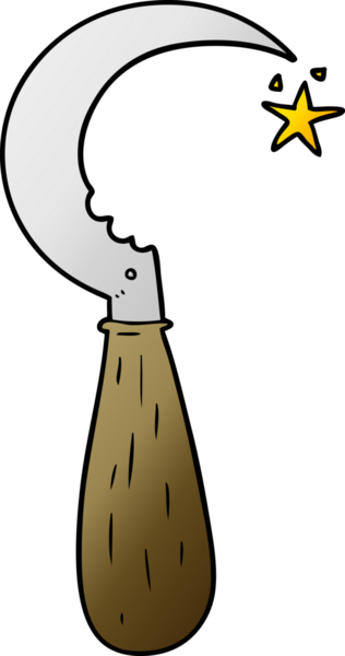 bir insan tarafından çizilmiş eski bir orak çizgi filmi.