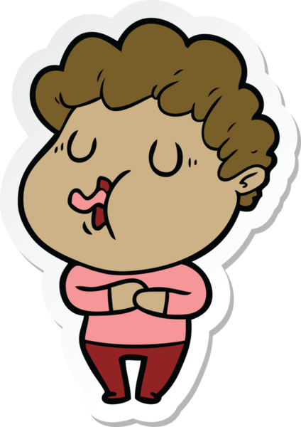 Bir insan tarafından çizilmiş şarkı söyleyen bir çizgi film karakterinin çıkartması.