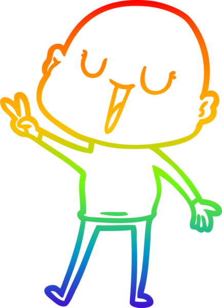 gökkuşağı gradyan çizimi mutlu bir çizgi kel adamın çizimi bir insan tarafından çizildi