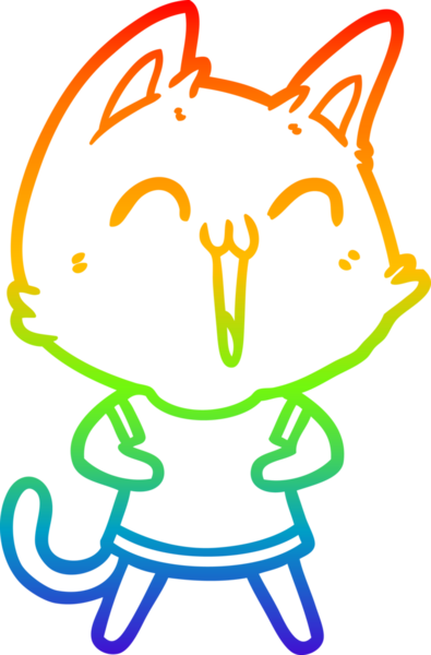 gökkuşağı gradyan çizimi mutlu çizgi film kedisi bir insan tarafından çizildi