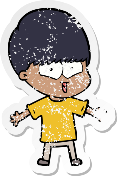 Bir insan tarafından çizilmiş mutlu bir çocuğun sıkıntılı çıkartması.