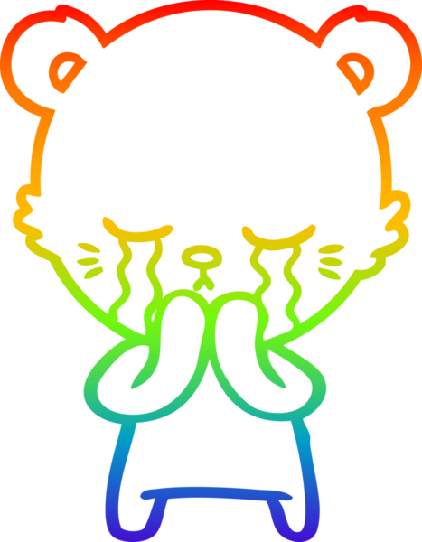 Bir insan tarafından çizilmiş ağlayan çizgi film ayısının çizimi.