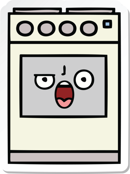 Bir insan tarafından çizilmiş şirin bir mutfak fırınının çıkartması.