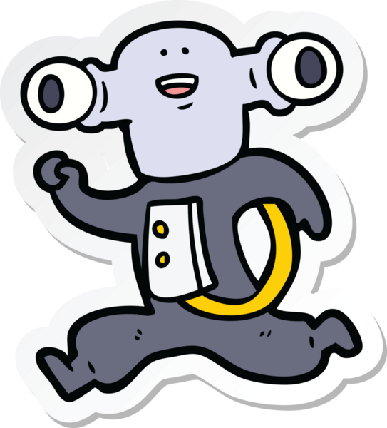 Bir insan tarafından çizilmiş dost canlısı bir uzaylı çizgi film çıkartması.