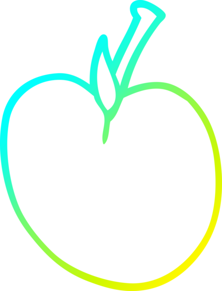 Bir insan tarafından çizilen elma karikatürünün soğuk gradyan çizimi