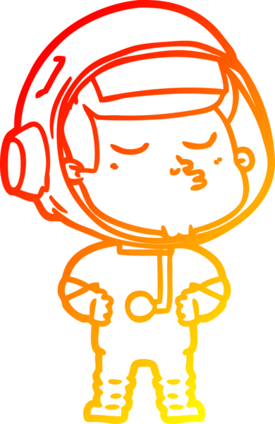 Bir insan tarafından çizilmiş kendinden emin bir astronotun sıcak çizgi çizimi