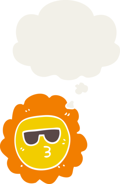 Düşünce baloncuğu olan çizgi film ayçiçeği insan tarafından çizilmiş.