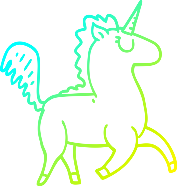 Bir insan tarafından çizilen tek boynuzlu atın soğuk gradyan çizimi