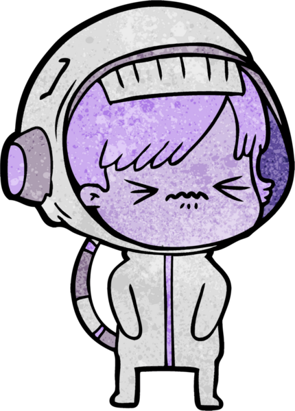 Bir insan tarafından çizilmiş kızgın uzay kızı.