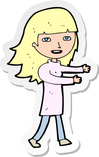 Bir insan tarafından çizilmiş mutlu bir kızın çıkartması.