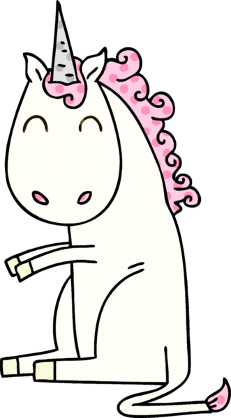 Bir insan tarafından çizilmiş çizgi roman tarzı tuhaf tek boynuzlu at.