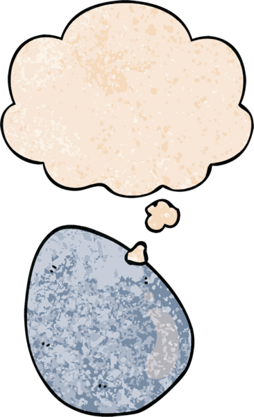 Bir insan tarafından çizilmiş grunge desenli düşünce baloncuklu çizgi film yumurtası.