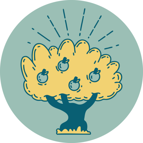 Bir insan tarafından çizilmiş dövme stili elma ağacının simgesi