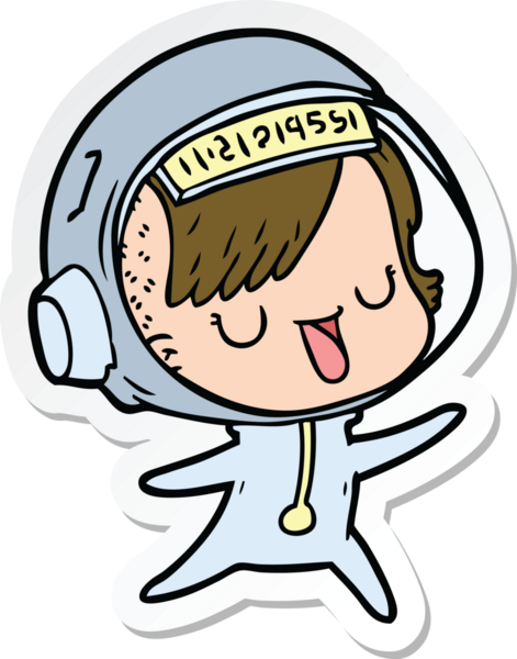 Bir insan tarafından çizilmiş astronot bir kadının çıkartması.